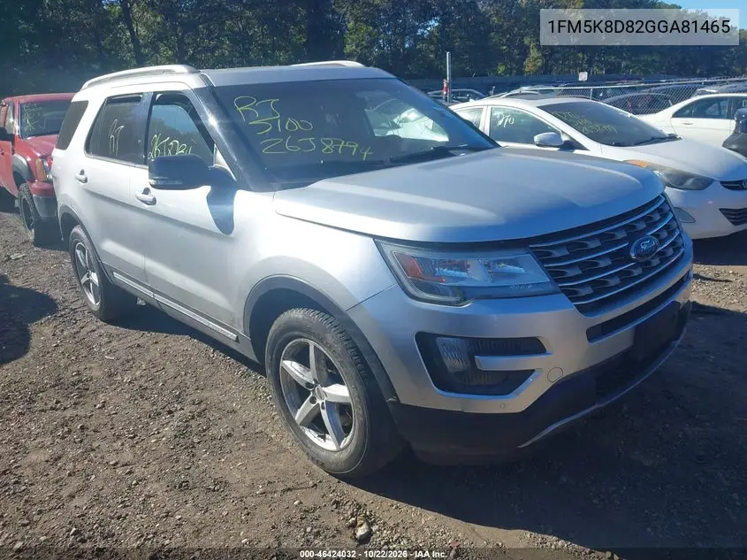 FORD EXPLORER 2016, VIN 1FM5K8D82GGA81465