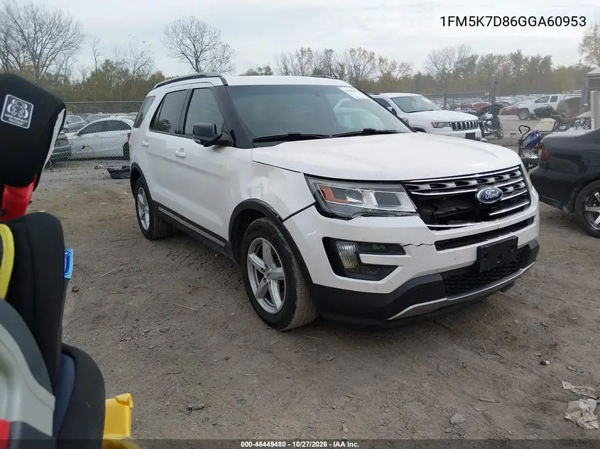 FORD EXPLORER 2016, VIN 1FM5K7D86GGA60953