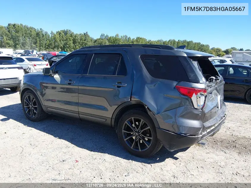 2017 FORD EXPLORER VIN 1FM5K7D83HGA05667 — фото 3