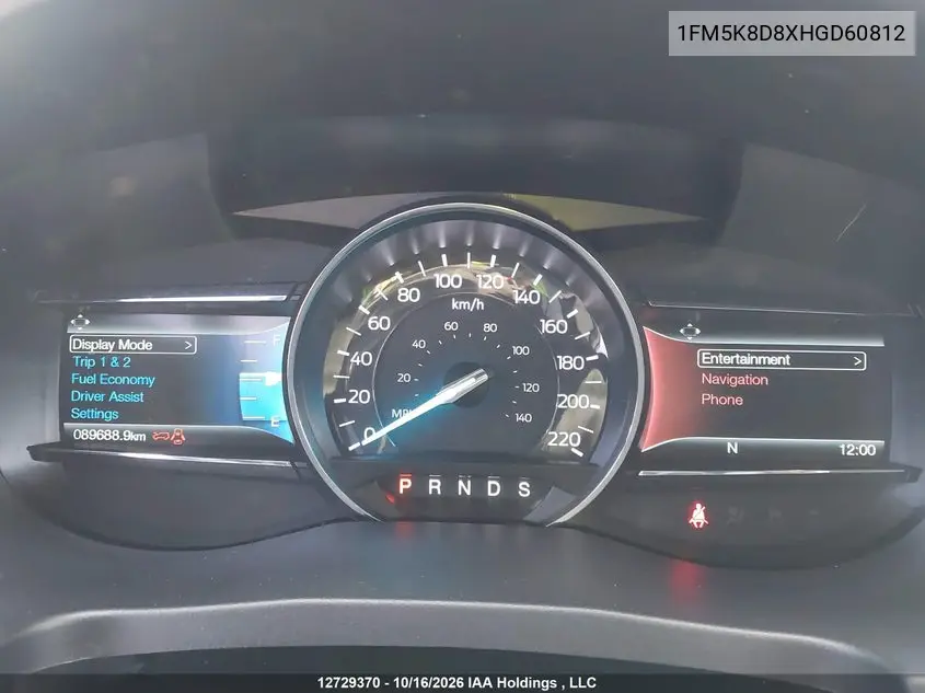 2017 FORD EXPLORER VIN 1FM5K8D8XHGD60812 — фото 7