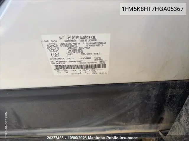 2017 FORD EXPLORER VIN 1FM5K8HT7HGA05367 — фото 9