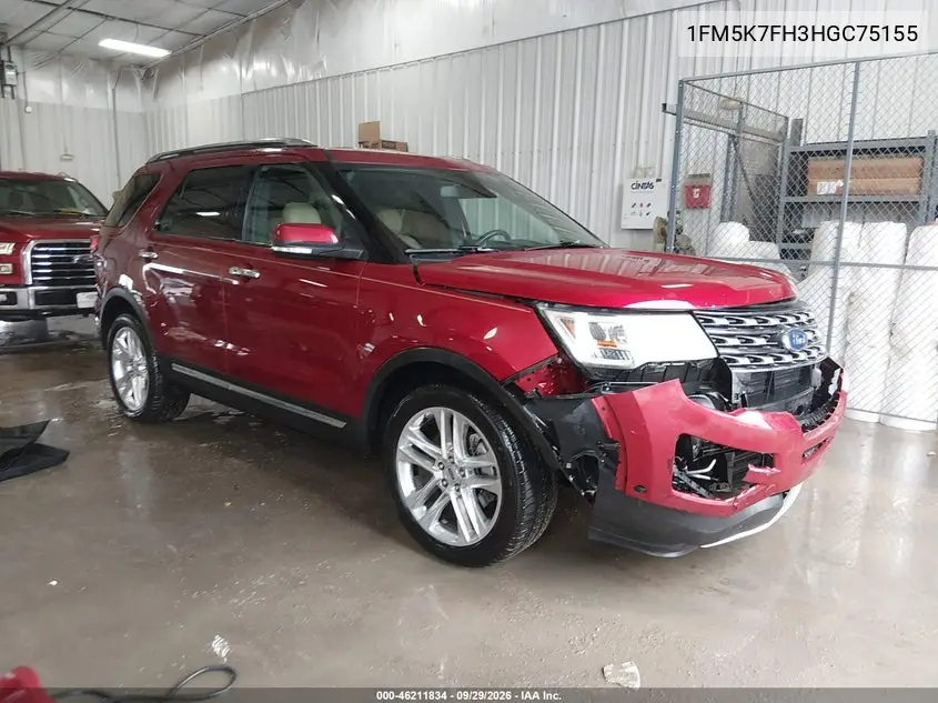 FORD EXPLORER 2017, VIN 1FM5K7FH3HGC75155