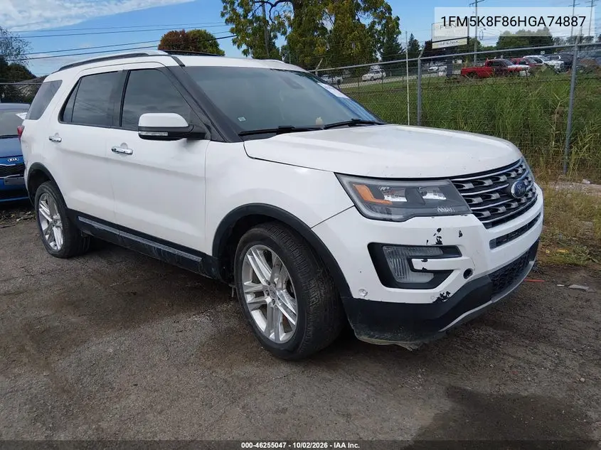 FORD EXPLORER 2017, VIN 1FM5K8F86HGA74887