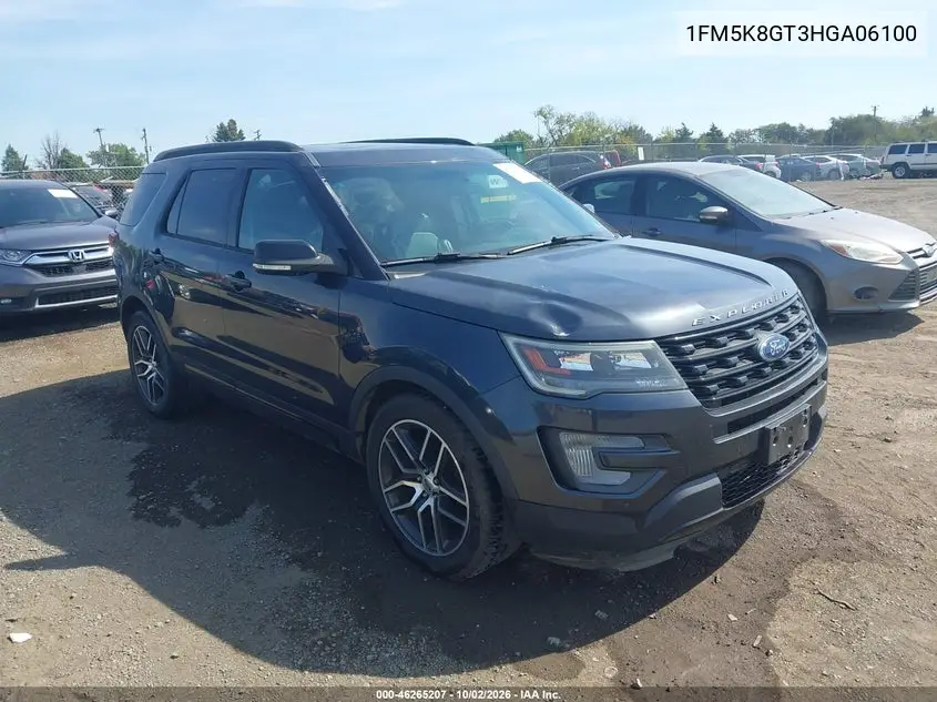 FORD EXPLORER 2017, VIN 1FM5K8GT3HGA06100