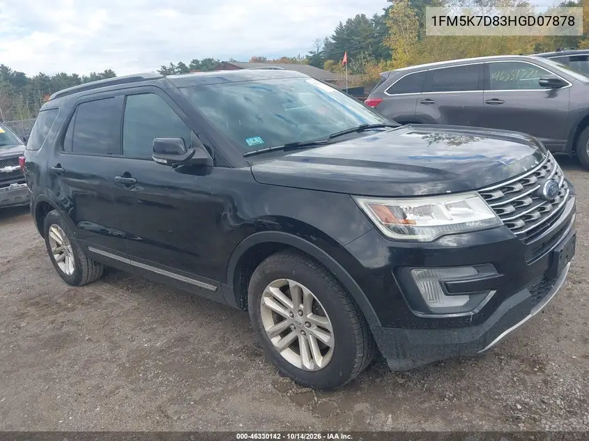 FORD EXPLORER 2017, VIN 1FM5K7D83HGD07878