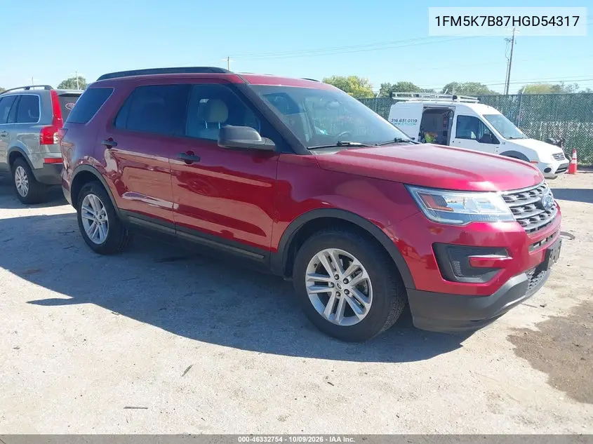 FORD EXPLORER 2017, VIN 1FM5K7B87HGD54317