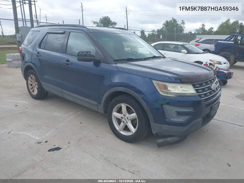 FORD EXPLORER 2017, VIN 1FM5K7B87HGA59346