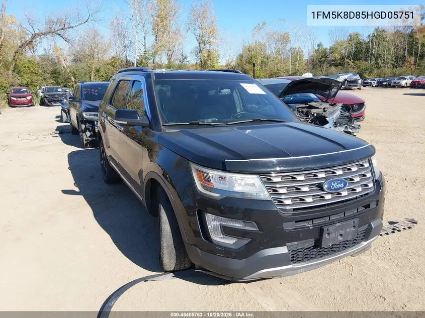 FORD EXPLORER 2017, VIN 1FM5K8D85HGD05751
