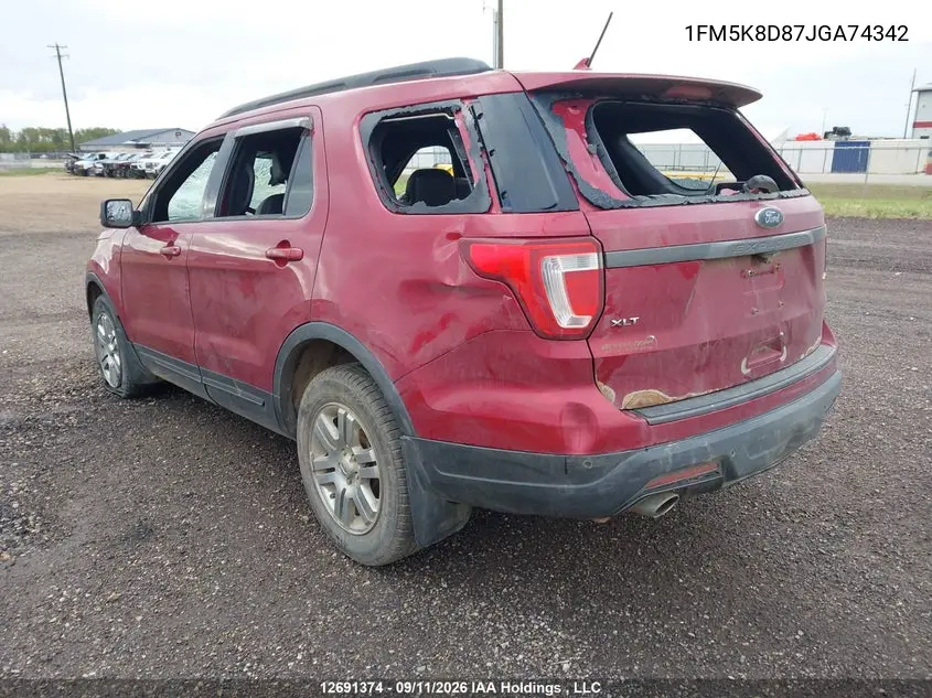 2018 FORD EXPLORER VIN 1FM5K8D87JGA74342 — фото 3