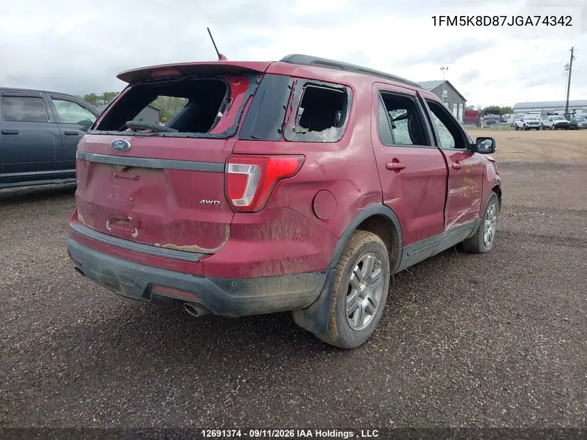 2018 FORD EXPLORER VIN 1FM5K8D87JGA74342 — фото 4