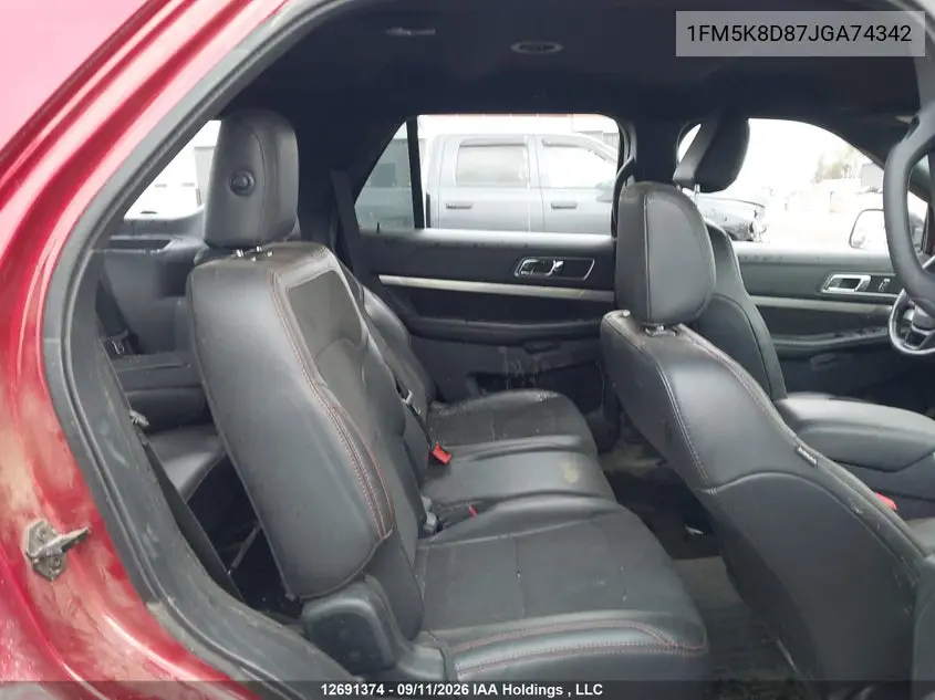 2018 FORD EXPLORER VIN 1FM5K8D87JGA74342 — фото 8