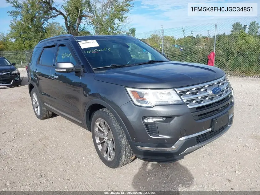 FORD EXPLORER 2018, VIN 1FM5K8FH0JGC34851