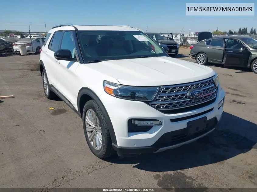 FORD EXPLORER 2021, VIN 1FM5K8FW7MNA00849