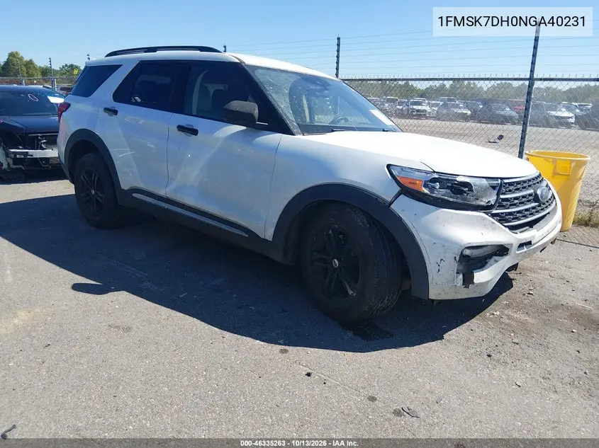 FORD EXPLORER 2022, VIN 1FMSK7DH0NGA40231