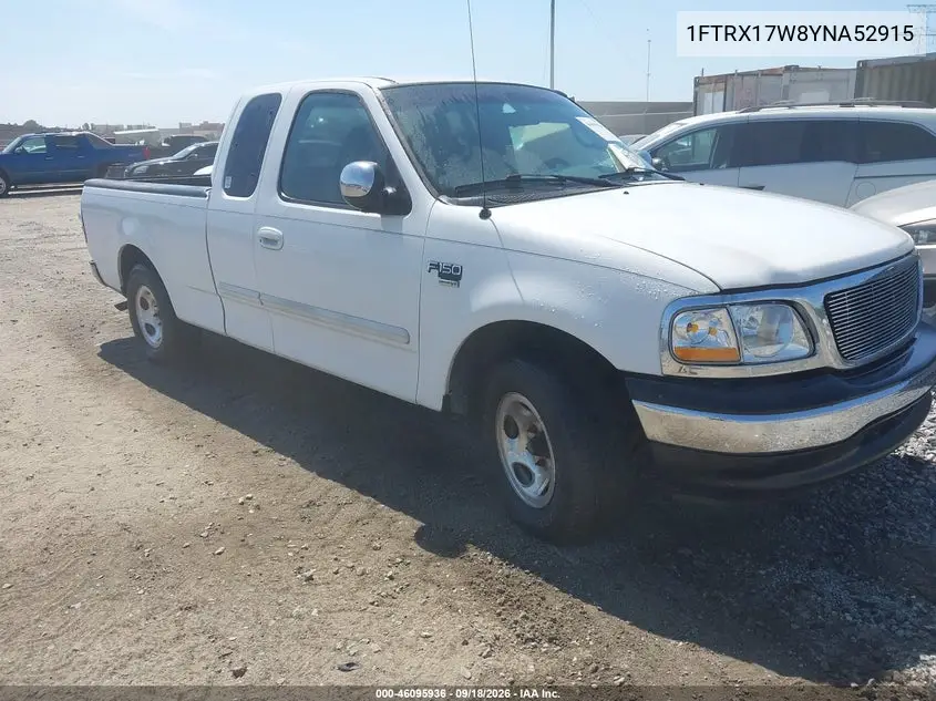 FORD F-150 2000, VIN 1FTRX17W8YNA52915