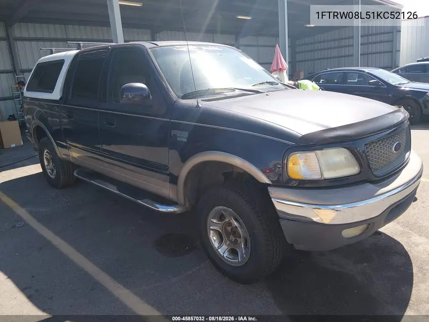 FORD F-150 2001, VIN 1FTRW08L51KC52126