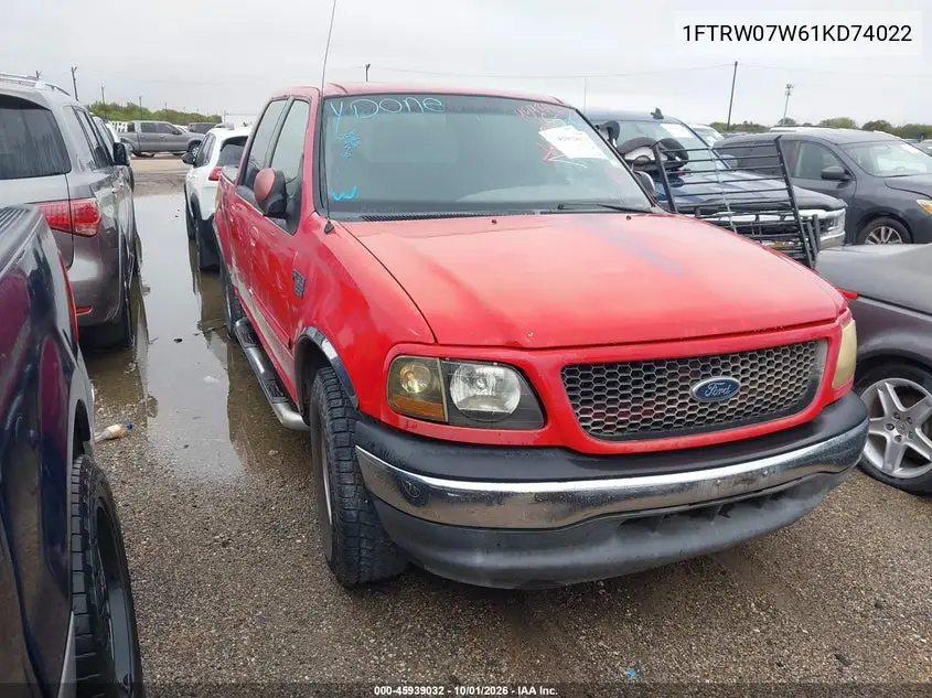 FORD F-150 2001, VIN 1FTRW07W61KD74022