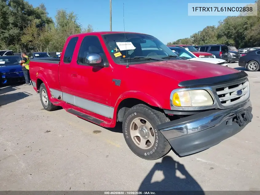 FORD F-150 2001, VIN 1FTRX17L61NC02838