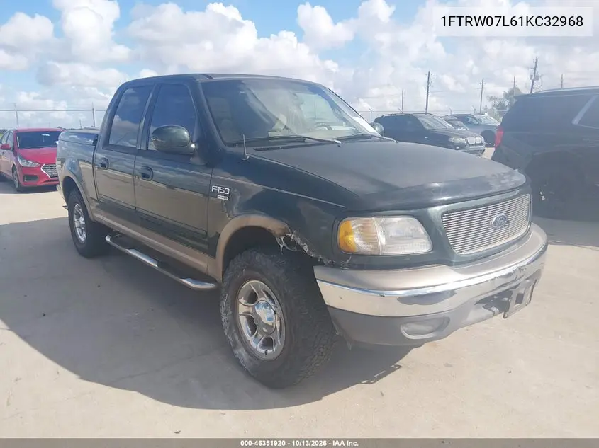 FORD F-150 2001, VIN 1FTRW07L61KC32968