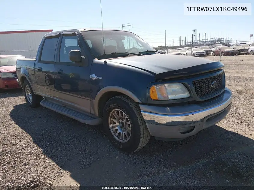 FORD F-150 2001, VIN 1FTRW07LX1KC49496
