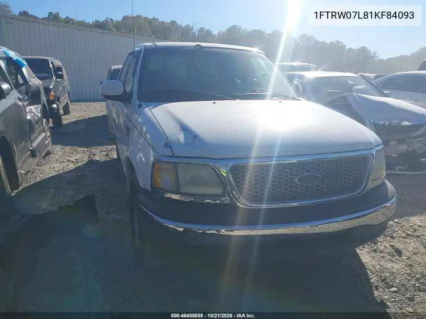FORD F-150 2001, VIN 1FTRW07L81KF84093