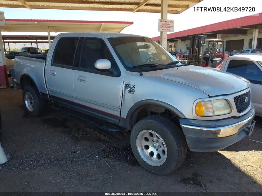 FORD F-150 2002, VIN 1FTRW08L42KB49720