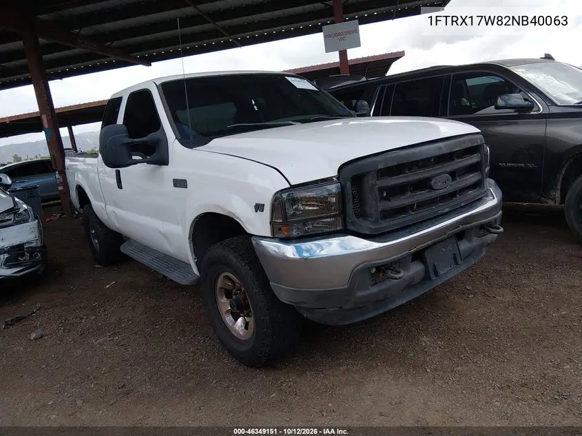 FORD F-150 2002, VIN 1FTRX17W82NB40063