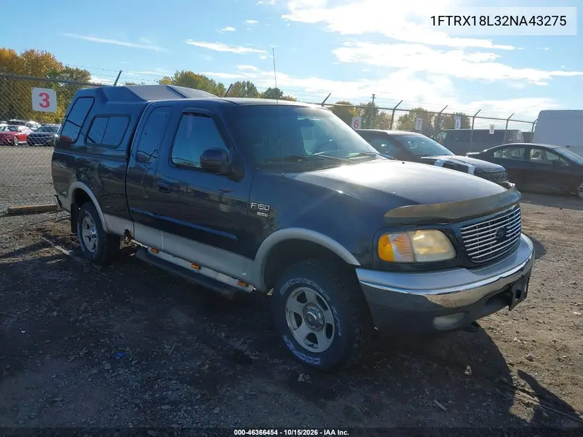 FORD F-150 2002, VIN 1FTRX18L32NA43275