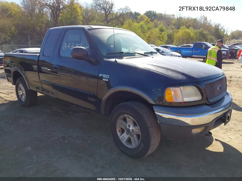 FORD F-150 2002, VIN 2FTRX18L92CA79848