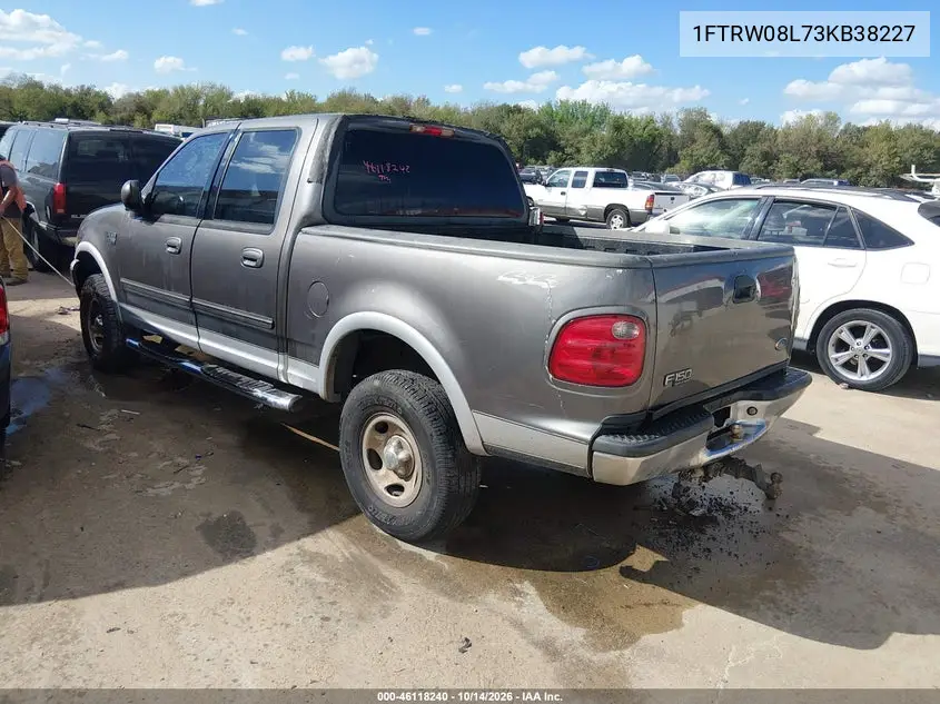 2003 FORD F-150 VIN 1FTRW08L73KB38227 — фото 3