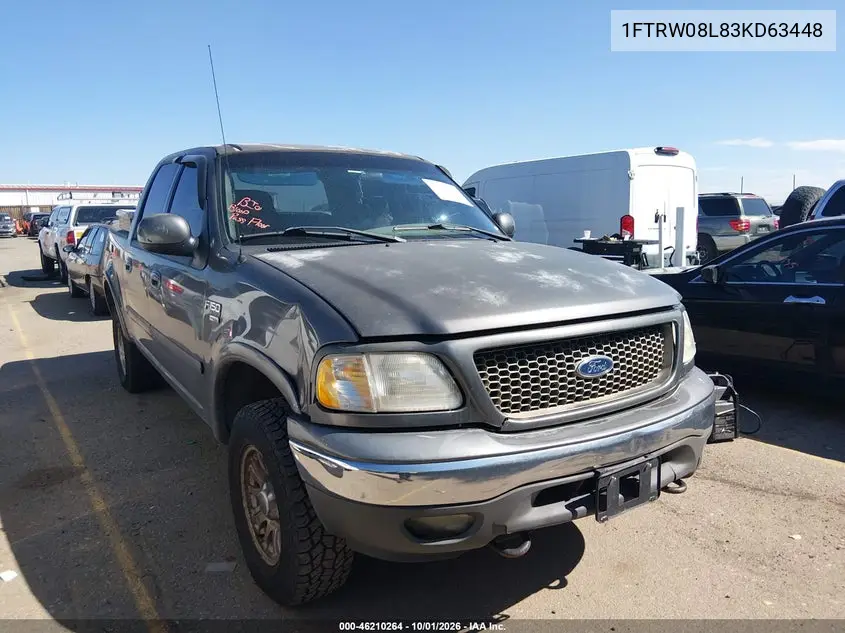 FORD F-150 2003, VIN 1FTRW08L83KD63448