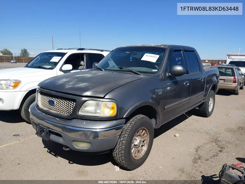 2003 FORD F-150 VIN 1FTRW08L83KD63448 — фото 2