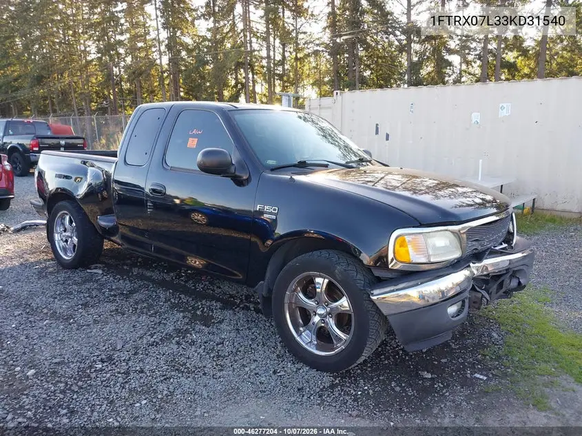 FORD F-150 2003, VIN 1FTRX07L33KD31540
