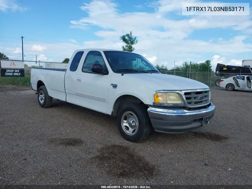 FORD F-150 2003, VIN 1FTRX17L03NB53171