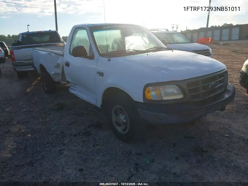 FORD F-150 2003, VIN 1FTRF17293NB51011