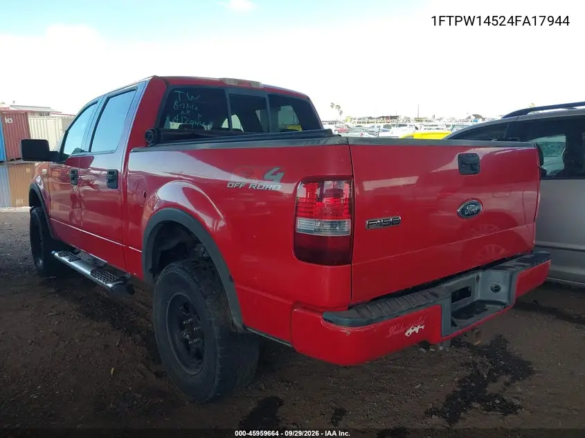 2004 FORD F-150 VIN 1FTPW14524FA17944 — фото 3