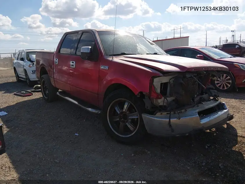 FORD F-150 2004, VIN 1FTPW12534KB30103