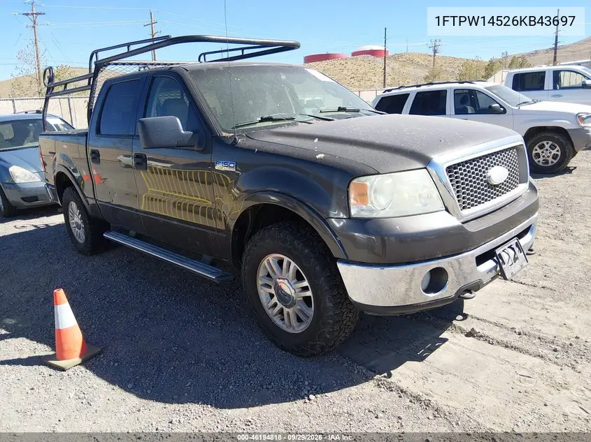 FORD F-150 2006, VIN 1FTPW14526KB43697