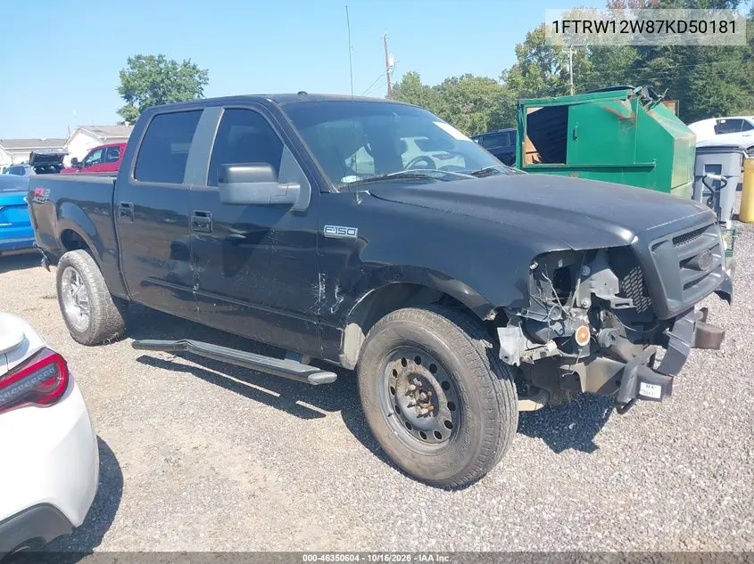 FORD F-150 2007, VIN 1FTRW12W87KD50181