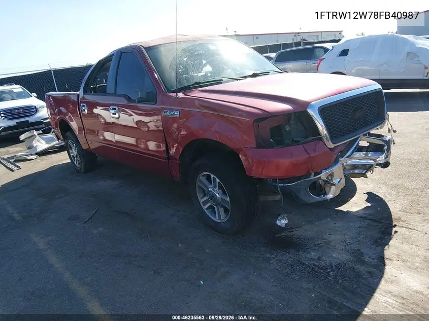 FORD F-150 2008, VIN 1FTRW12W78FB40987