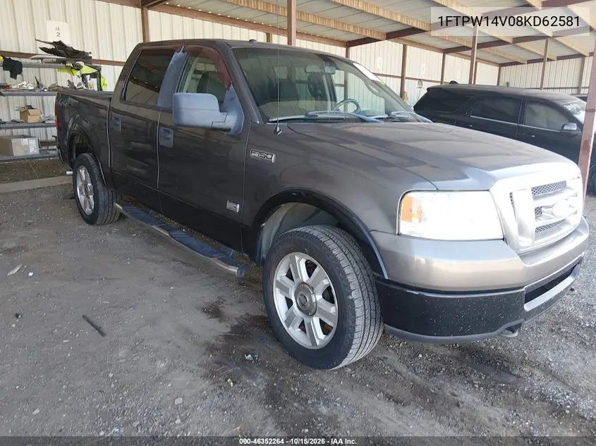 FORD F-150 2008, VIN 1FTPW14V08KD62581
