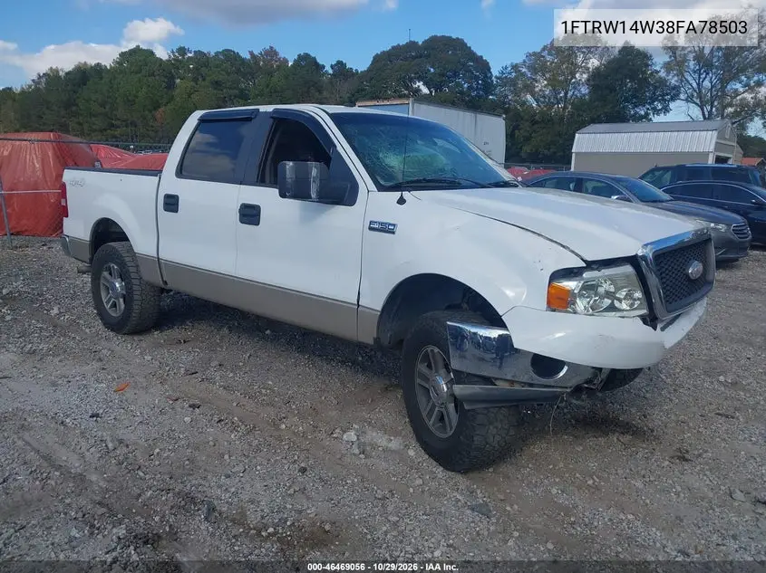 FORD F-150 2008, VIN 1FTRW14W38FA78503