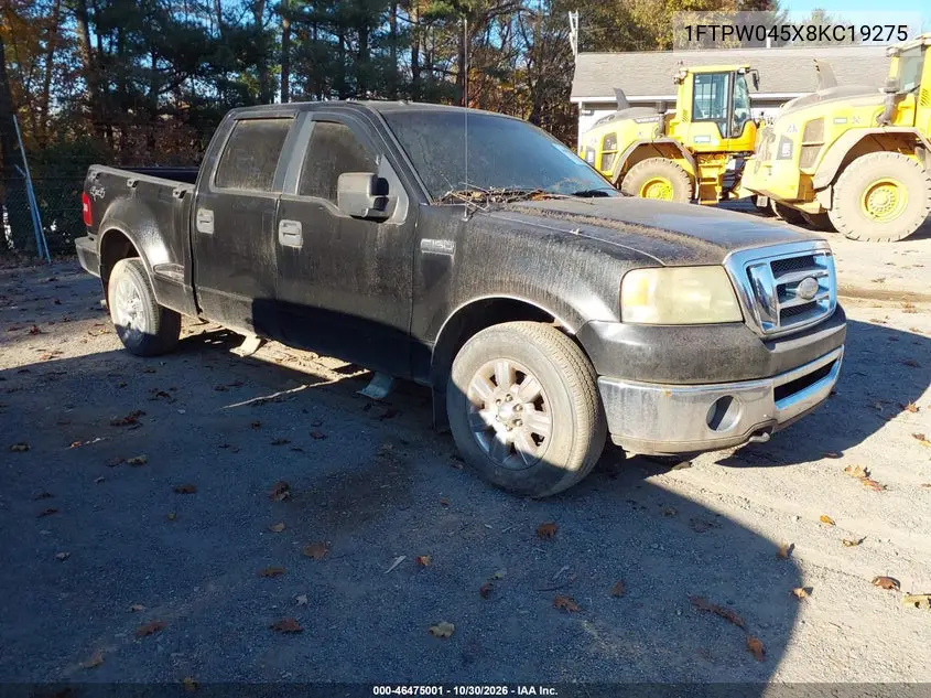 FORD F-150 2008, VIN 1FTPW045X8KC19275