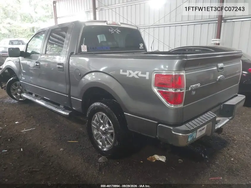 2012 FORD F-150 VIN 1FTFW1ET3CFC07243 — фото 3