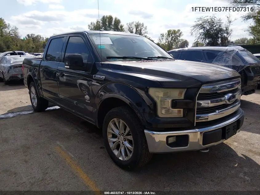 FORD F-150 2015, VIN 1FTEW1EG7FFD07316