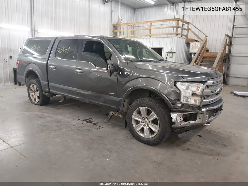 FORD F-150 2016, VIN 1FTEW1EG5GFA81455