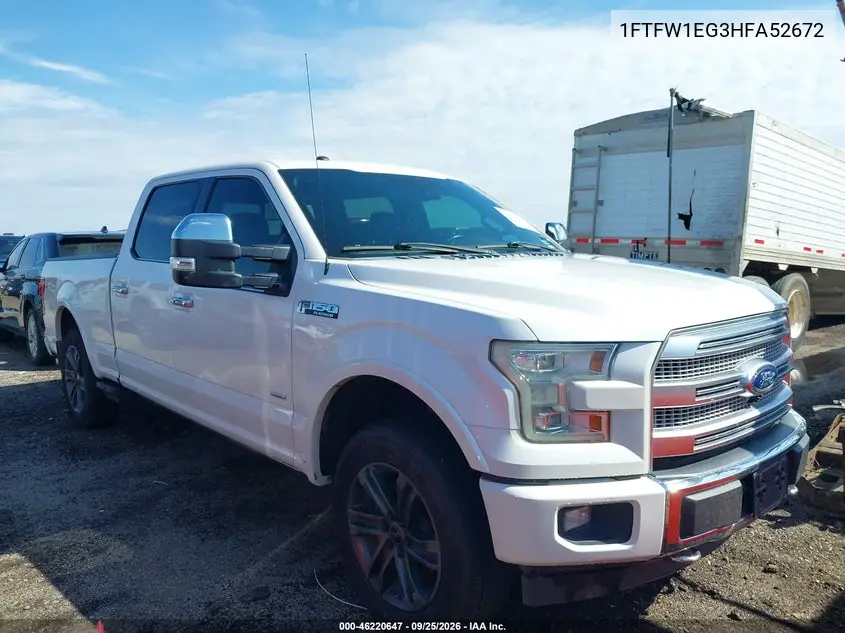 FORD F-150 2017, VIN 1FTFW1EG3HFA52672
