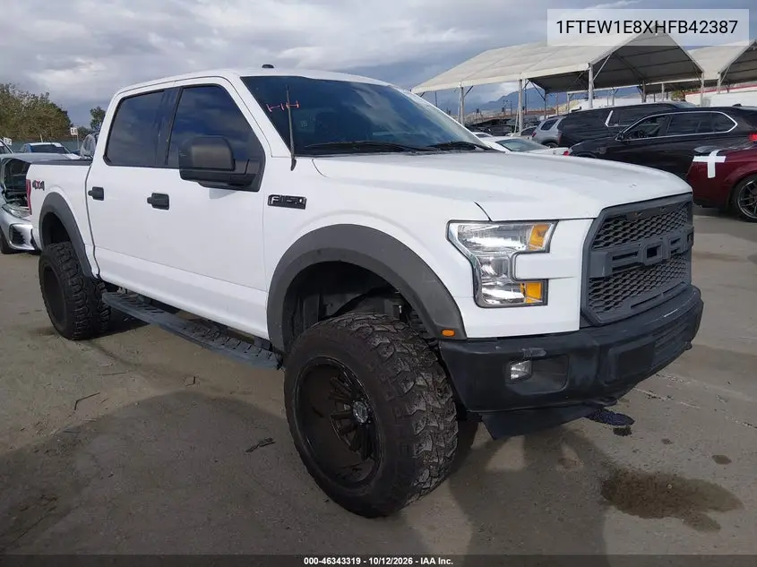 FORD F-150 2017, VIN 1FTEW1E8XHFB42387