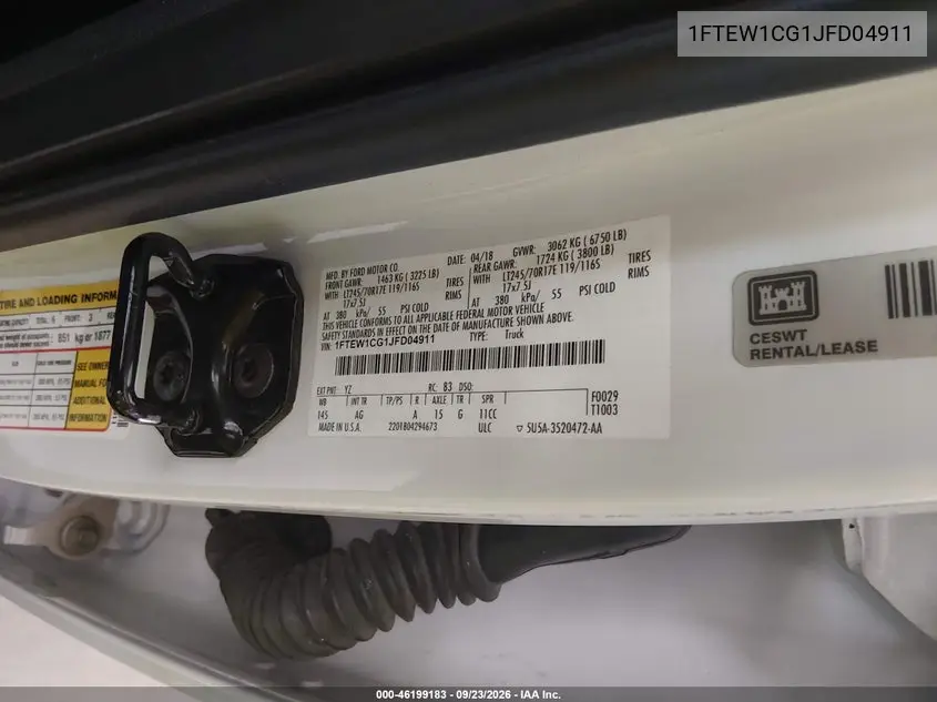2018 FORD F-150 VIN 1FTEW1CG1JFD04911 — фото 9