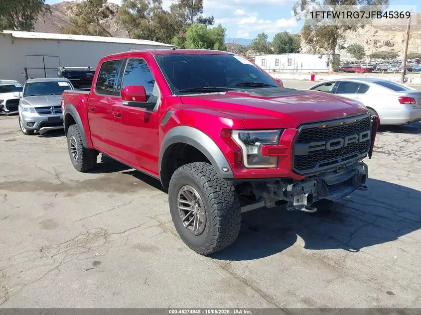 FORD F-150 2018, VIN 1FTFW1RG7JFB45369